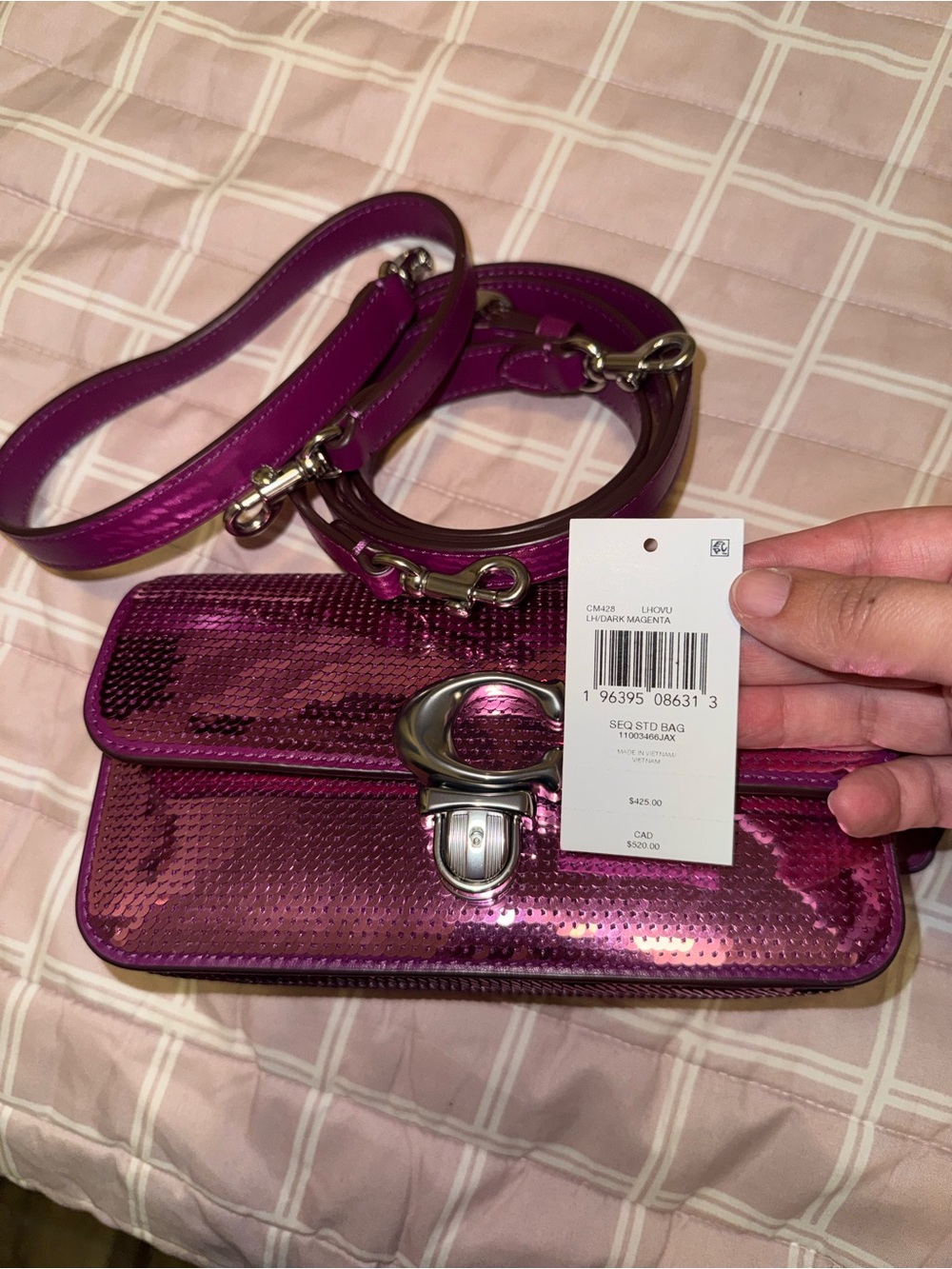 Coach Sequin Crossbody Bag in Magenta